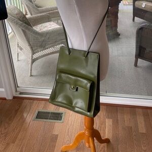 Madison & Max Vintage green simulated leather convertible backpack crossbody